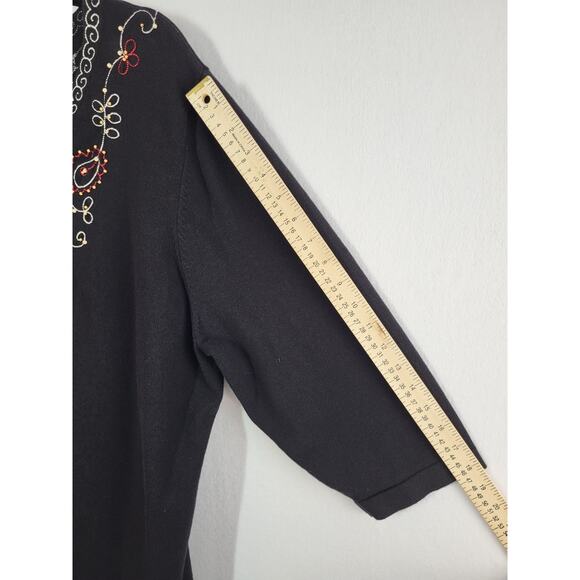 Maggie Barnes Beaded Cardigan 2-Pc Sweater Tank Set 2X Black Boho Artsy Evening - Picture 11 of 15